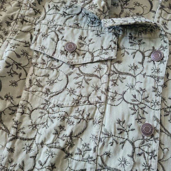 CJ Banks Green Embroidered Button-down Jacket, Shacket, Women’s 1X, 100% Cotton - Picture 5 of 8